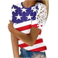 thumbnail image 1 of Camisas de Manga Corta para las Mujeres Impresión Cuello Redondo Suéter Encaje Camisa, Blusa de Verano Casual para las Mujeres, 1 of 5
