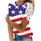 thumbnail image 1 of Camisas de Manga Corta para las Mujeres Impresión Cuello Redondo Suéter Encaje Camisa, Blusa de Verano Casual para las Mujeres, 1 of 5
