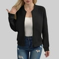 thumbnail image 2 of felwors 2025 Bomber Jacket Women Textured Lightweight Zip Up Jackets Casual Stand Collar Zipper Coat Fall Fashion Outerwear Top Black, XL, 2 of 6