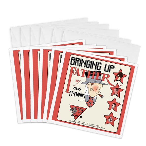 3dRose, Copy of a 1921 cartoon comic book cover of Bringing Up Father with Maggie and Jiggs. Series 4, 6 Greeting Cards with envelopes