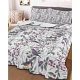 thumbnail image 3 of Quilts Queen Size, Spring Botanical Birds Soft Comforter Bedding Set for Bed, Garden Floral Twigs Farmhouse Lightweight Quilted Bedspread with Pillow Cover(2 Pieces) for All Season, 90x96 Inch, 3 of 6