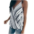 thumbnail image 2 of Idoravan Tank Tops for Women Clearance Women's Spring/Summer Sleeveless Stripe Spliced Loose Casual Halter Top, 2 of 7