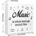 thumbnail image 3 of Zomyto 5"x5" Music is What Feelings Sound Like Wood Box Sign Desk Decor,Rustic Musical Wood Block Plaque Box Sign Desk Decorations, 3 of 7