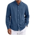 thumbnail image 2 of Men's Long Sleeve Tee Shirts Summer Collar Thin Style Solid Color Button Shirt with Pocket Casual Stylish Loose Lightweight Work Shirt, 2 of 6