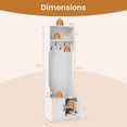 thumbnail image 3 of Costway Arbre d'Entrée 3-en-1 avec Banc, Rangement, Tablettes Ajustables, Crochets Suspendus pour Vestibule, Blanc, 3 of 10