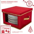 thumbnail image 5 of Simplify Holiday Dinner Plate Dinnerware Storage Box with 12 Felt Dividers, Red, 5 of 11