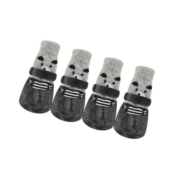 Greeniant 4 piezas de zapatos para mascotas lindo algodón lluvia nieve botas conjunto de calcetines buena elasticidad con suela de goma cubierta de pata Ropa para mascotas Negro L Greeniant PT003813-03B