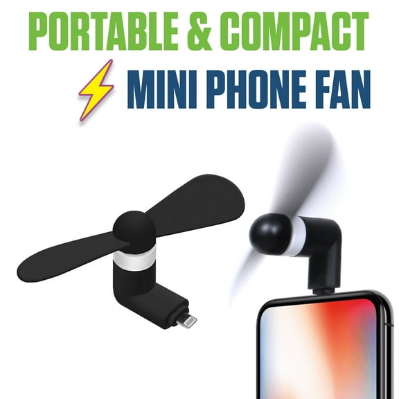 Mini Phone Fan for iPhone with Lightning Connector – Portable, Quiet, Lightweight Pocket Fan for Travel, Outdoor, and Everyday Cooling