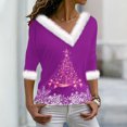 thumbnail image 2 of yilyih Blouses pour Femmes, Pull Imprimé à Col en V Manches Longues, 2 of 3