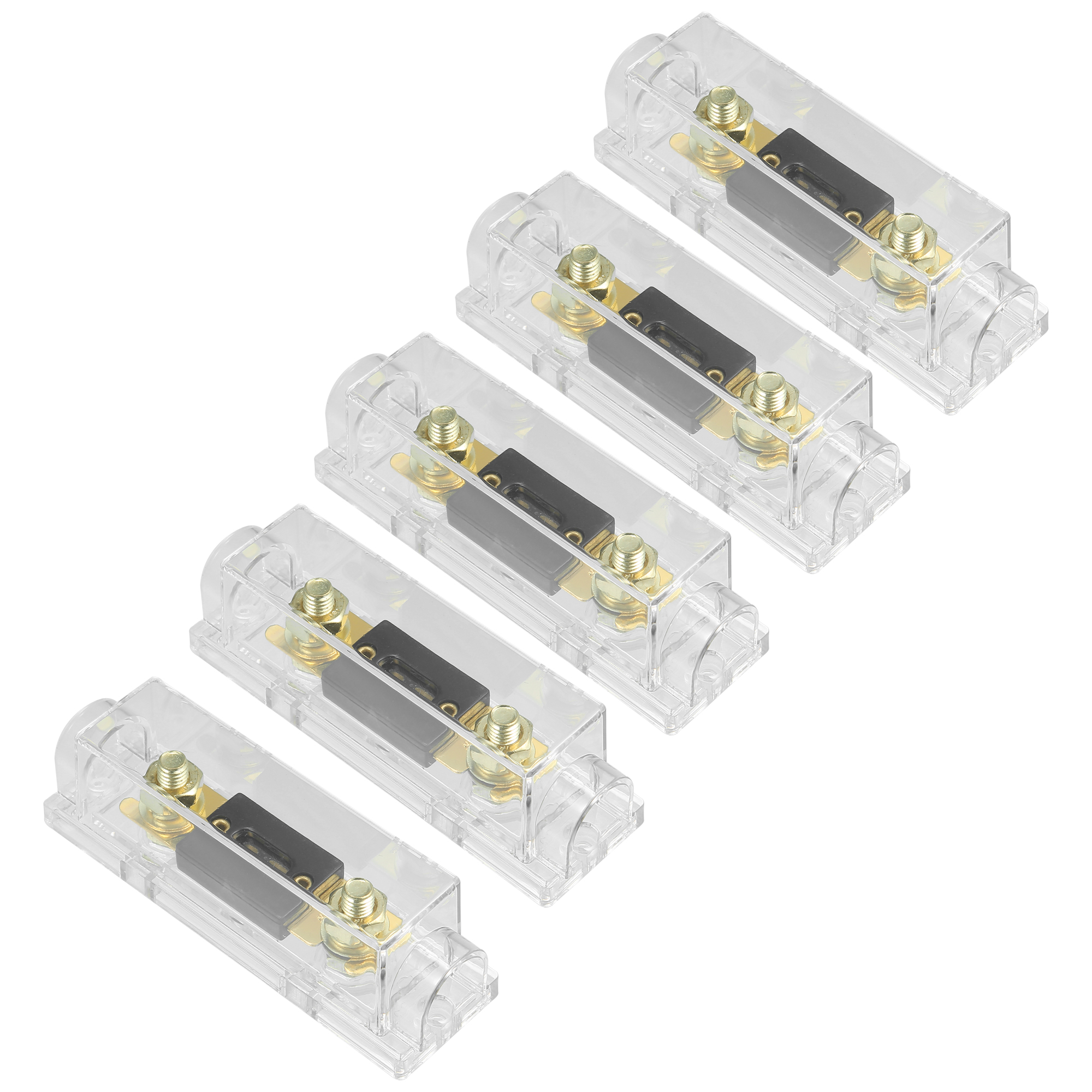 5pcs 300 Amp Fuse 10 Gauge Inline ANL Fuse Holders Clear Fuse Block  for Car Audio Video Stereo