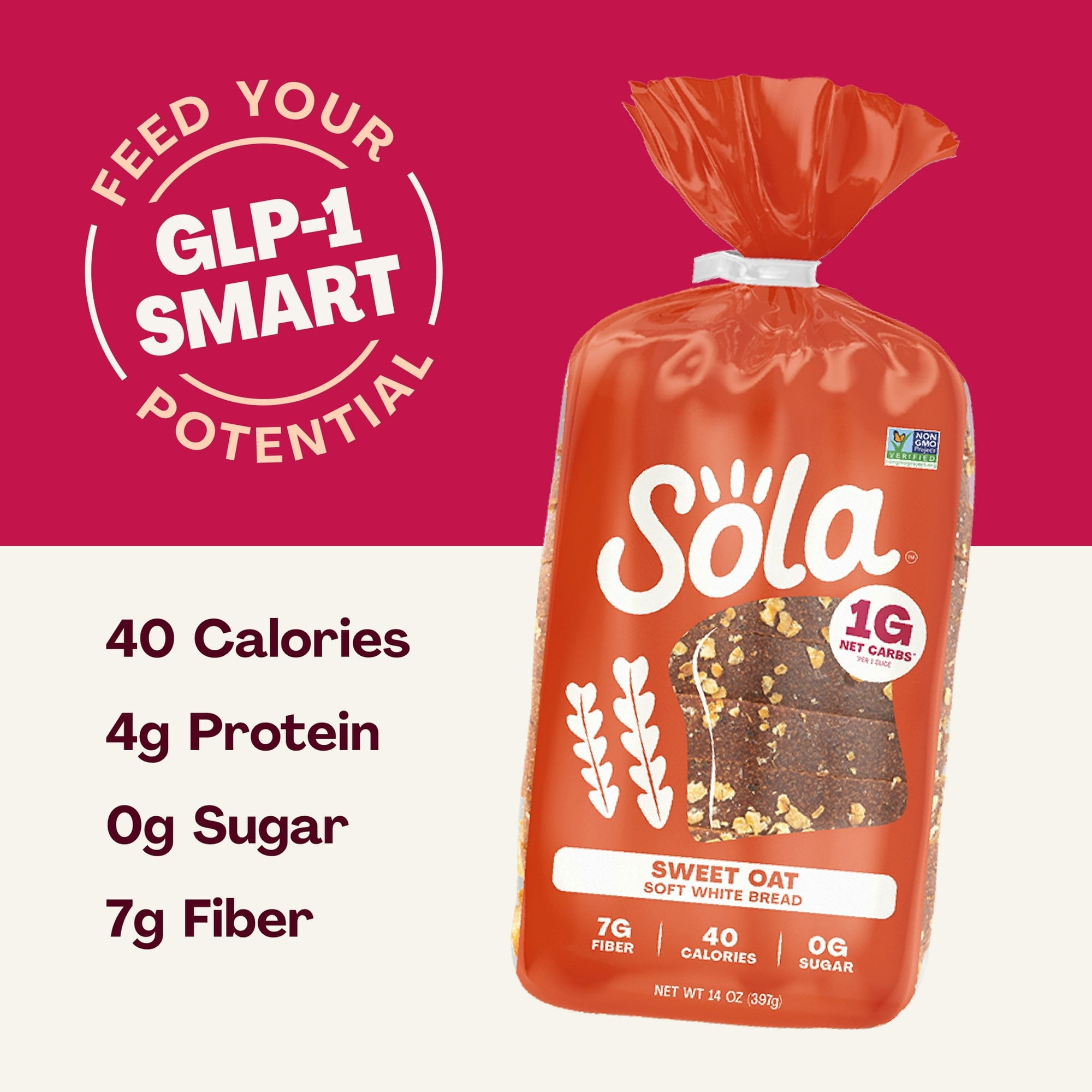 Sola Sweet Oat Sliced Bread, Soft White Bread, Non-GMO, 14 oz