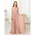 thumbnail image 5 of ETHAN Chiffon One Shoulder Bridesmaid Dress for Wedding Floor-Length A-line Junior Girls Party Gowns Dark Green Size 16, 5 of 7