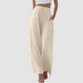 thumbnail image 2 of Yuanlong Womens Pants Baggy Pure Color Wide-Leg Drawstring Waisted Trousers Spring Summer Bottom Lightweight Casual Pant, 2 of 5