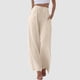 thumbnail image 2 of Pantalones de cintura alta y pierna ancha para mujer - Elástico con cordón, pierna recta cómoda, con bolsillos, 2 of 5