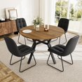 thumbnail image 1 of Extendable Round Dining Table Set for 4 People, 43.3"-59.1" Extendable Kitchen Table with 4 Upholstered Chairs, Space Saving for Kitchen Dining Room (Walnut Table+4 U-Shaped Black Chairs), 1 of 14