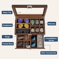 thumbnail image 4 of ProCase Wooden Men's Jewelry Box, Watch and Sunglasses Box Organizer for Men, 2-Tier Watch Holder and Glasses Display Cases with Clear Glass Top and Storage Drawer,Father's Day Gift -Espresso, 4 of 7