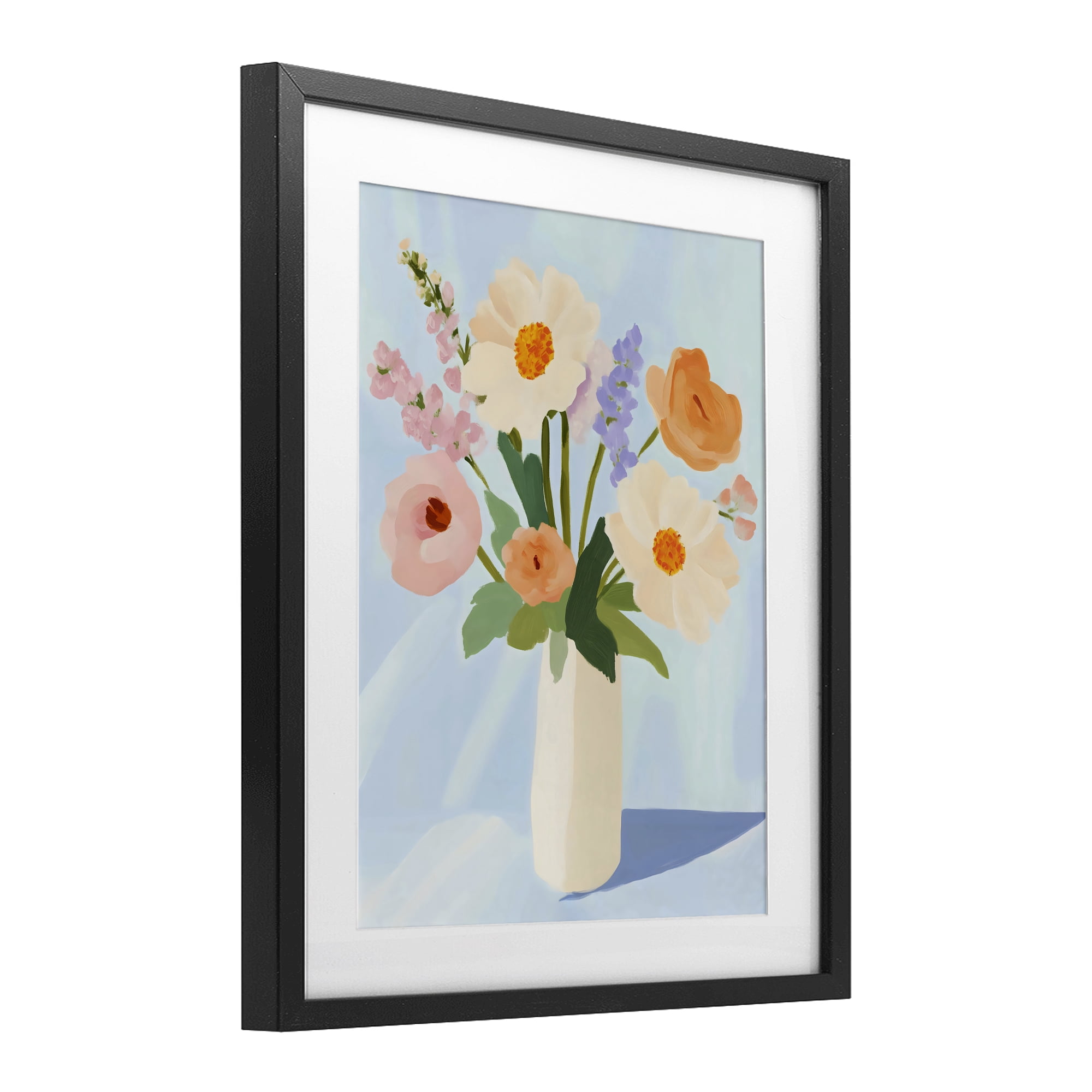 Stupell Industries Floral Bouquet in Sleek White Vase Black Framed Print Under Glass, design by The Prints Vibe