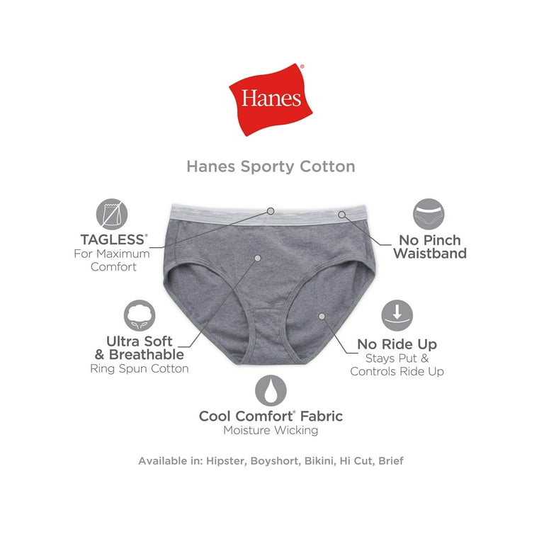 Hanes Women's Stretch Cotton Bikini Underwear, Moisture-Wicking, 10-Pack  Assorted 7