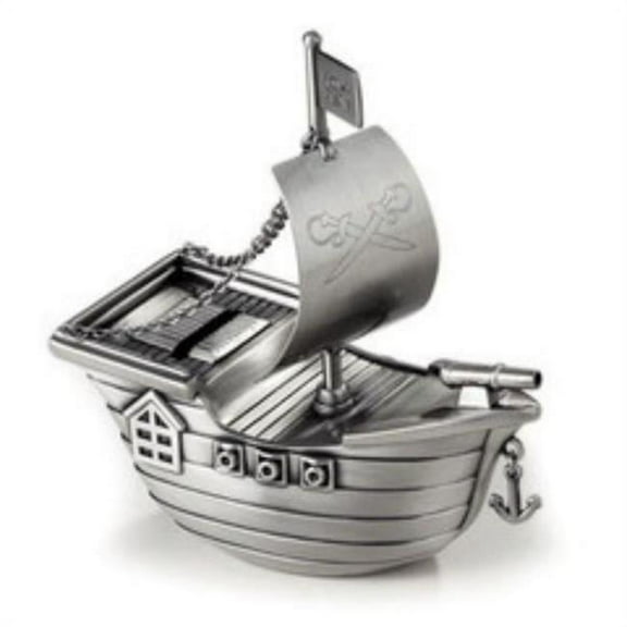 Pirate Ship Money Bank, Pewter Finish
