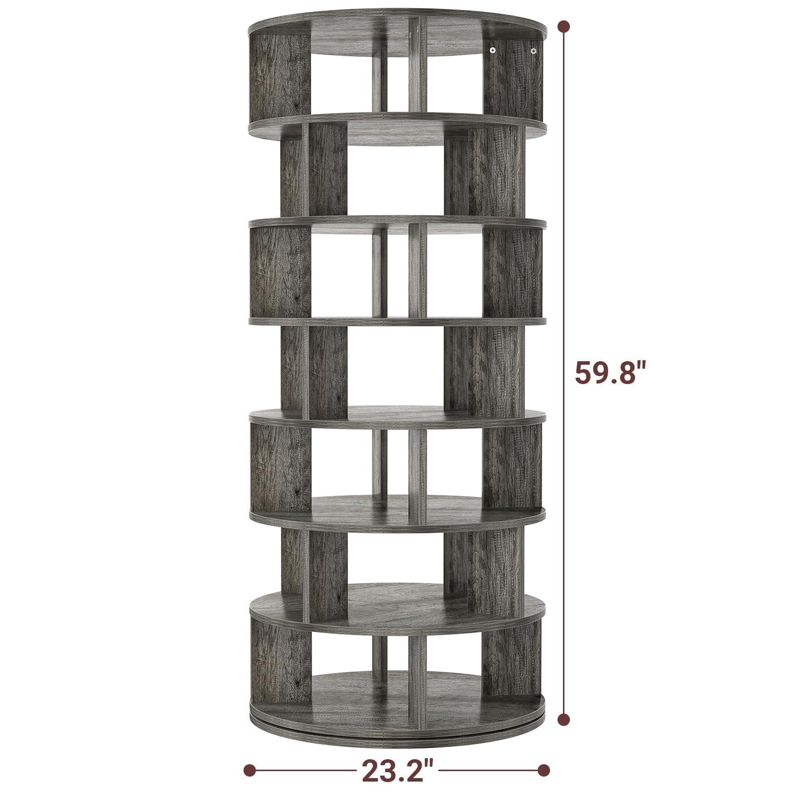 Aheaplus Rotating Shoe Rack Tower, 7-Tier Spinning Shoe Rack 360 Revolving Shoe Rack Organizer for Closet, Display Round Storage Carousel Shoes Closet Organization, Gray Oak