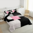 thumbnail image 2 of Manfei Minimalist Geometric Graffiti Bedding Comforter Set,Modern Abstract Art Twin Comforter Sets,Pink Black Bedding Set For Kids,Ultra Soft Home Decor Reversible,2pcs, 2 of 7
