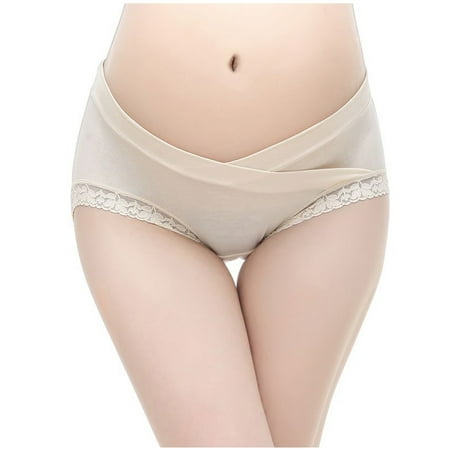 

QIIBURR Women V shaped Solid Low Waist Pregnant Elasticity Soft Maternity Panties