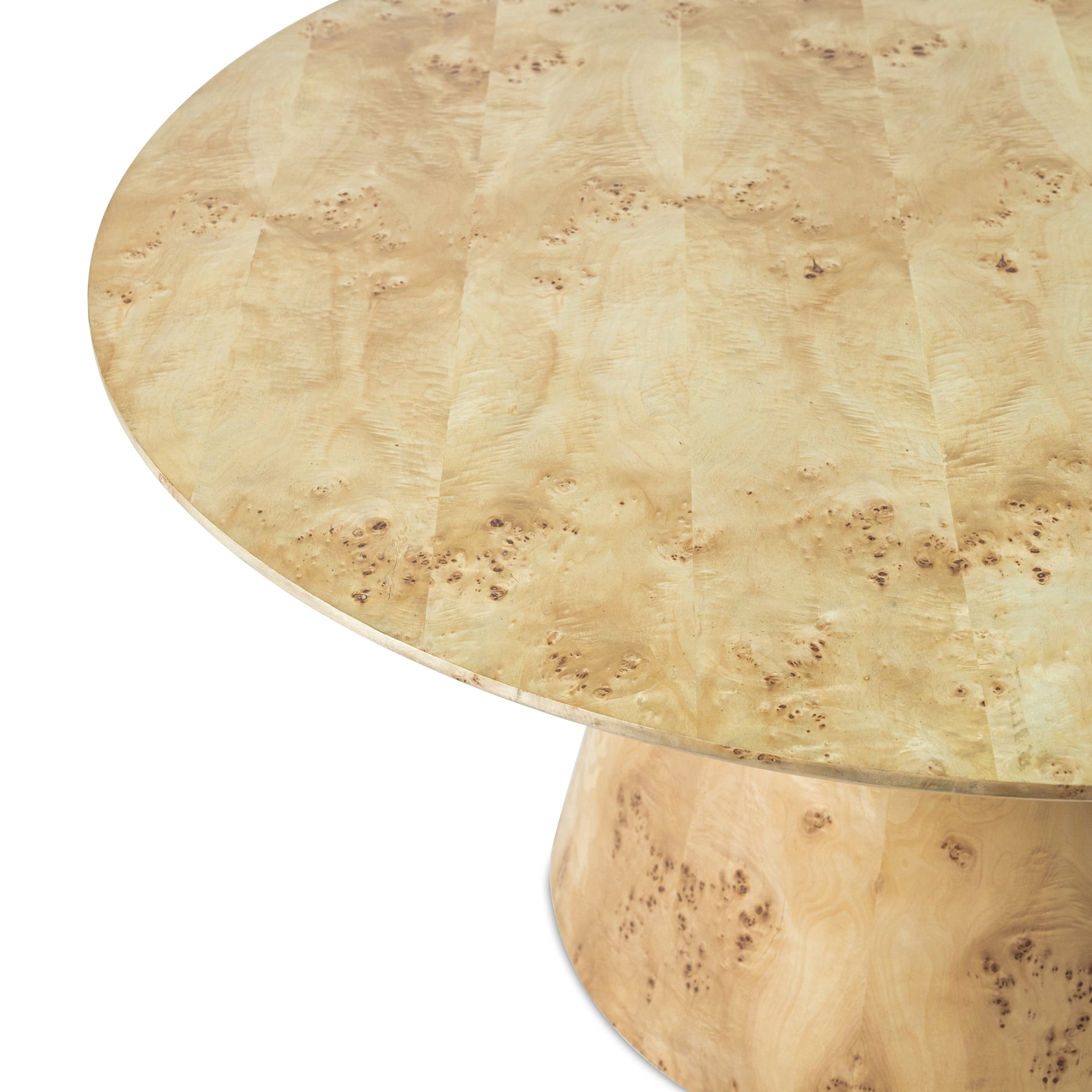 Ox Bay Gabriel 48" Round Burl Wood Dining Table – Natural Finish, Seats 4, Transitional Kitchen & Dining Room Table