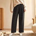 thumbnail image 5 of Women's Stripe Pajama Pants Casual Elastic Waist Loose Wide Leg Lounge Bottoms Comfy Casual Breathable Everyday Wear, 5 of 7