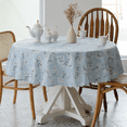 thumbnail image 4 of Verolix 60 inch Round Tablecloth, Featuring Light Blue Floral Pattern, Made from Polyester Fabric for Dining Kitchen Home Decor, 4 of 5