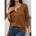 thumbnail image 6 of Mengpipi Women’s Henley Tops Fall Spring Long Sleeve Button Neck Waffle Knit Casual Lightweight Pullover Shirts S-2XL, 6 of 7