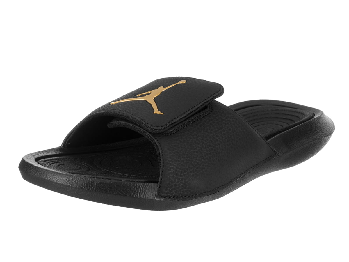 black and gold jordan sandals
