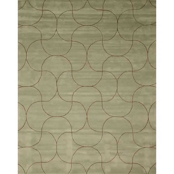 EORC Green Hand-Tufted Wool Transitional Sol Rug, 5' x 8'-Color:Green,Material:Wool