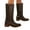 Coffee, variant on Leather Knee High Boots for Women Wide Calf Fshion Square Toe Block Heel Riding Booties