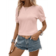 thumbnail image 2 of Camisetas Casuales de Corta para Mujer, Camisetas Holgadas de Verano con Cuello Redondo, Blusas Rosas, Talla L, 2 of 9
