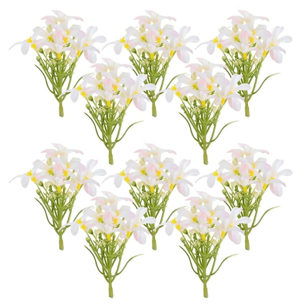 10 flores artificiales de lirio de tacto real, accesorios para el cabello, flores de primavera falsas de plástico, para manualidades, tocados, decoración de bodas, fiestas en el hogar