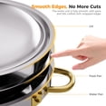 thumbnail image 5 of CAMMOO Gold 6QT Round Chafing Dish Buffet Set, 18/8 Stainless Steel Food Warmers for Catering and Parties, 4 Pack, 5 of 8