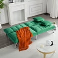 thumbnail image 4 of Gewnee 67.7”Velvet Futon Sofa Bed Convertible Sleeper Sofa with Split-Back 5 Adjustable Angles,Metal Legs & 2 Toss Pillows for Living Room,Office,Guest Room.Green, 4 of 14