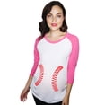 thumbnail image 1 of Maternity Raglan Baseball Laces Cute Funny Pregnancy 3/4 Length Sleeve Tee (Pink) - L, 1 of 2
