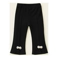 thumbnail image 2 of Diufon Cotton Sweatpants for Girls Solid Color Flare Pants Elastic Waist Hem Split Lounge Pants, 2 of 3