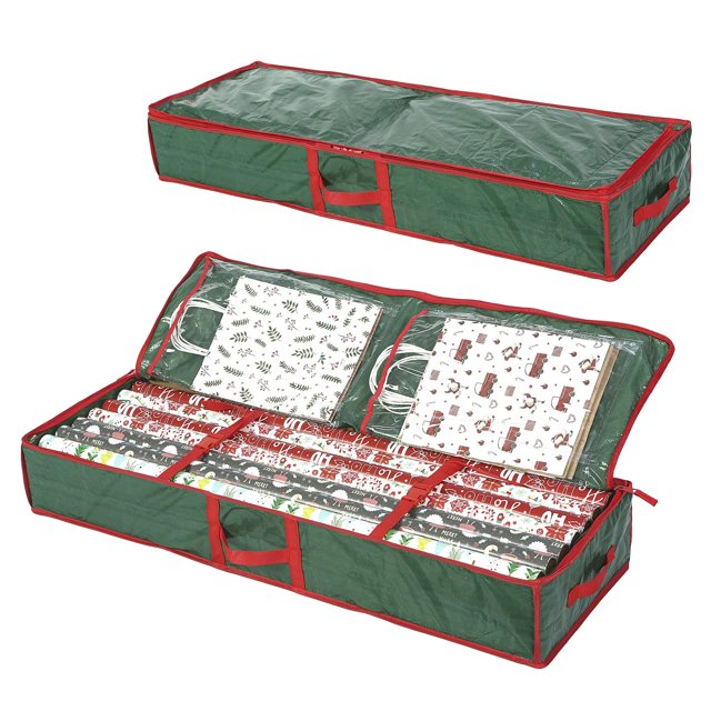 Organizador de papel de regalo Sattiyrch para debajo de la cama, color verde, 41 x 14 x 14 cm