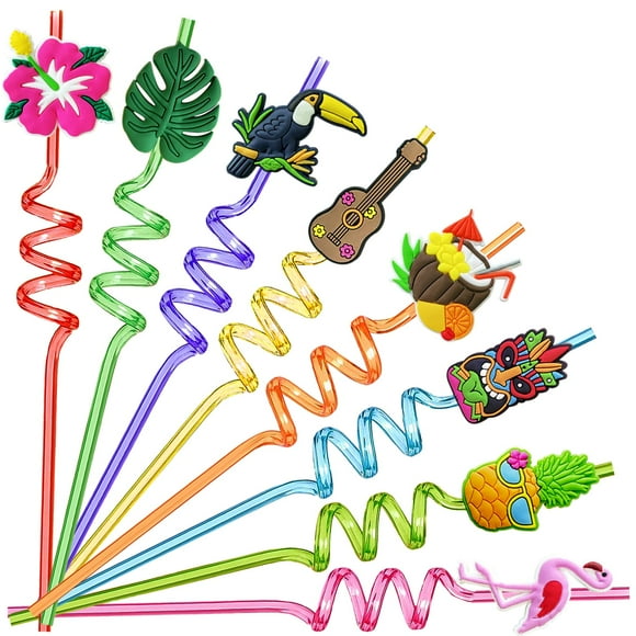 Pajitas WHYMEO Hawaiian Luau 27 cm, paquete de 24