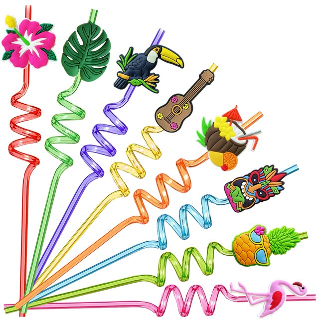 Pajitas WHYMEO Hawaiian Luau 27 cm, paquete de 24
