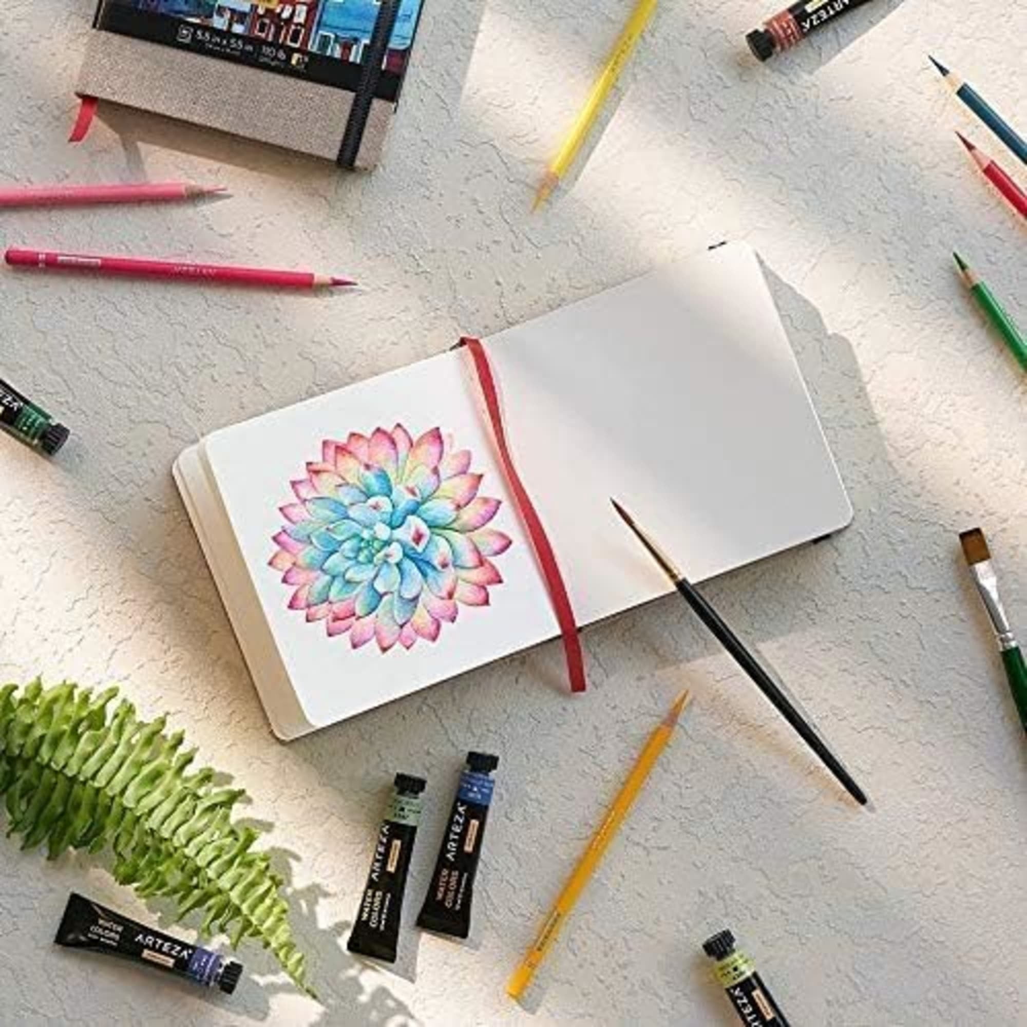 Arteza 5.5" x 5.5" Hardcover Watercolor Sketchbook, 88 Pages, Gray, Set of 3