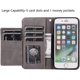 thumbnail image 2 of Funda tipo billetera para iPhone 6 iPhone 6s, bolso de bolsillo con 5 ranuras para tarjetas Funda con tapa de cuero de PU con correa para la muñeca Cubierta de soporte de TPU - Gri, 2 of 4