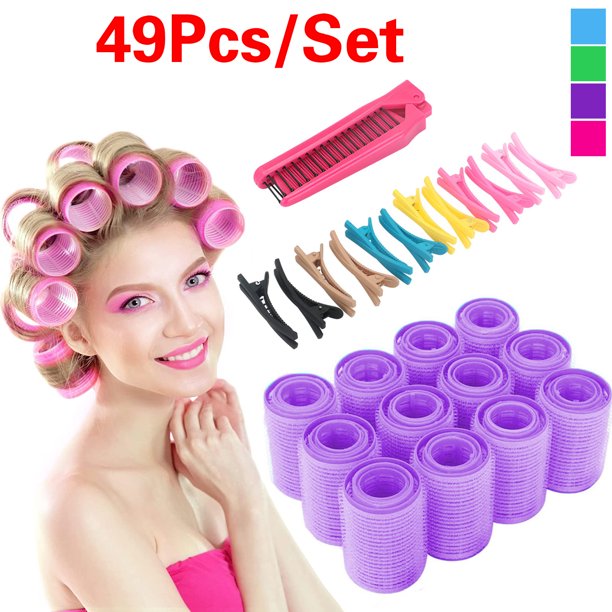 49 Packs Self Grip Hair Rollers Set, Salon Hair Dressing Curlers, Big