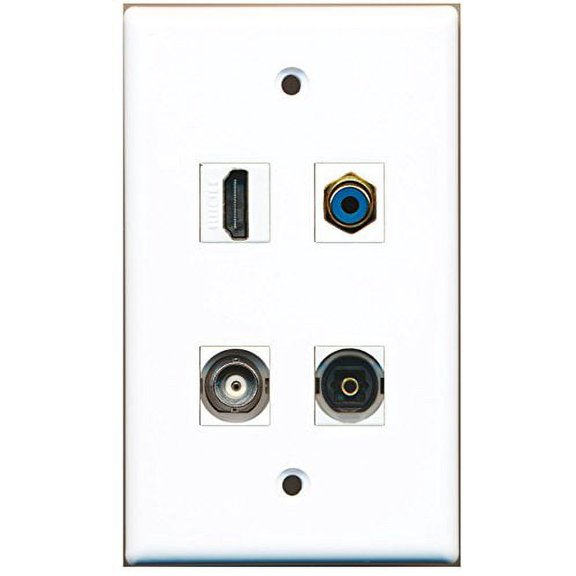 RiteAV - 1 Port HDMI 1 Port RCA Blue 1 Port Toslink 1 Port BNC Wall Plate