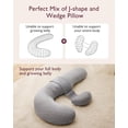 thumbnail image 4 of Momcozy Almohadas de Embarazo Originales en Forma de F, Almohada para Dormir de Maternidad, con Funda de Aire, Gris, 4 of 5