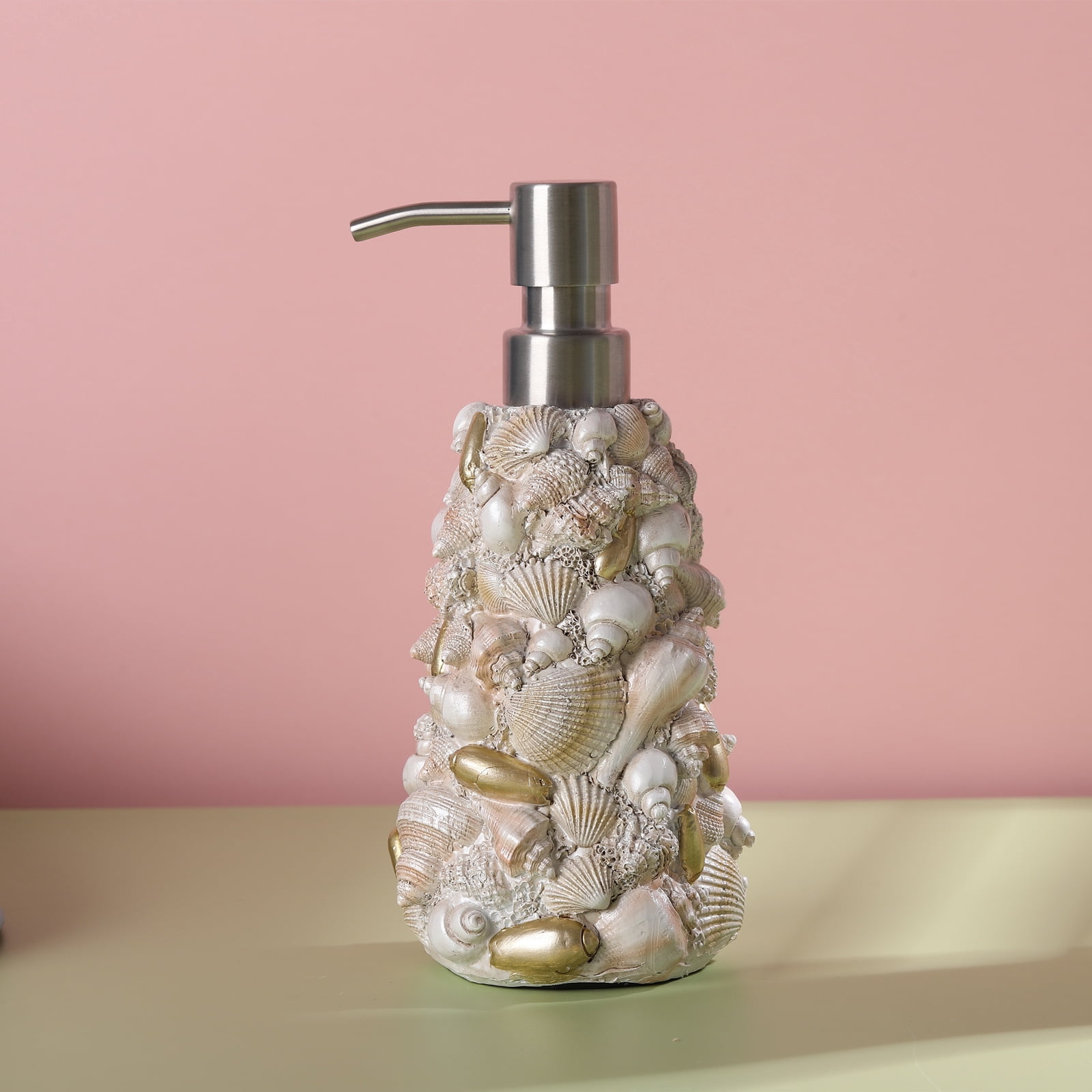 WiMiFar Sea Shell Soap/Lotion Dispenser - 17oz Coastal Bathroom Decor with Leakproof Design