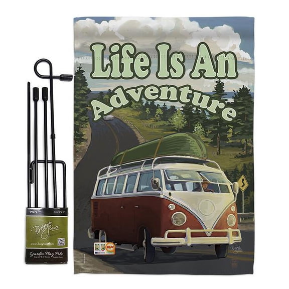 Breeze Decor BD-SU-GS-106079-IP-BO-D-US16-AL 13 x 18.5 in. 23 Windows Summer Fun in the Sun Impressions Decorative Vertical Double Sided Garden Flag Set with Banner Pole