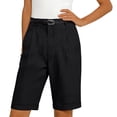 thumbnail image 6 of Dwellite Linen Short for Women Summer Bermuda Shorts with Pockets Dressy Casual Button Wide Leg Beach Short Black 2XL, 6 of 7
